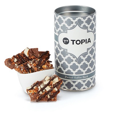 Belgian Chocolate Bark Gift Tube - Sweet & Salty Pretzel Toffee