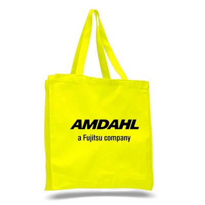 Yellow Canvas Shopping Tote with Gusset (Printed)