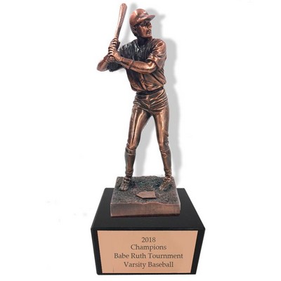 11½" Antique Bronze Electroplated Baseball Player Trophy