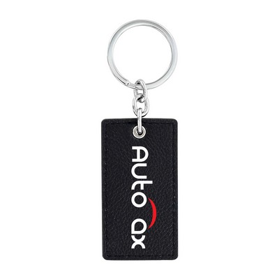 Rectangular Shape Black Leather Key Chain (Domestic Production)