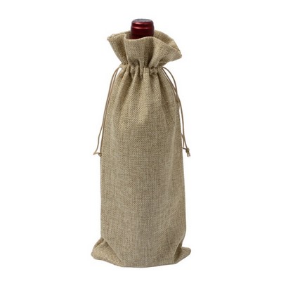 Burlap Wine Bag with Drawstring