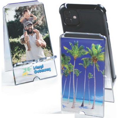 A-Frame Phone Holder, Clear Acrylic with Photo Holder