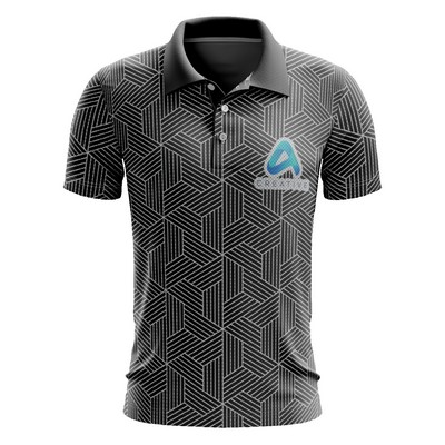 Men's Custom Full Sublimation Performance Short Sleeve Polo - Mesh