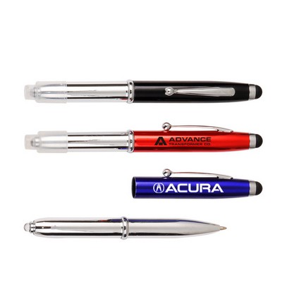 3-in-1 Executive Metal Light Pen With Stylus