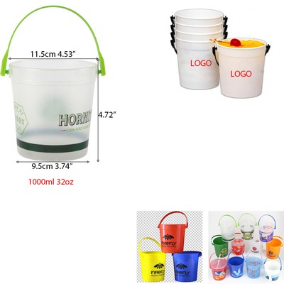 Customize 32oz Plastic Drinks Buckets For Cocktail Rum Reusable Punch Bowls