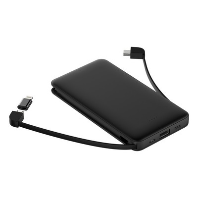 10000 mAh Power Bank with Two Built-in Cable