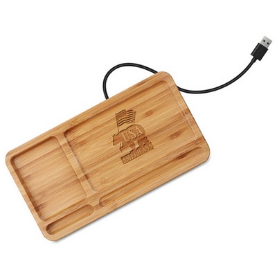 Bamboo Qi-Wireless Desk Organizer Tray (10W) (BLACKFOOT)