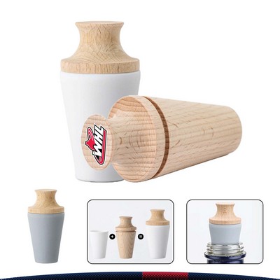 Cone-shaped Beech Wine Stopper