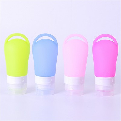 Travel portable leakproof squeeze silicon sub bottle with hole and carabiners