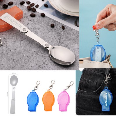 6.3"Portable Stainless Steel Foldable Salad Spoon Cake Spoon W/ Box