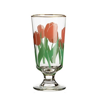 Golden Rim Whiskey Glass with Vintage Daisy Accents