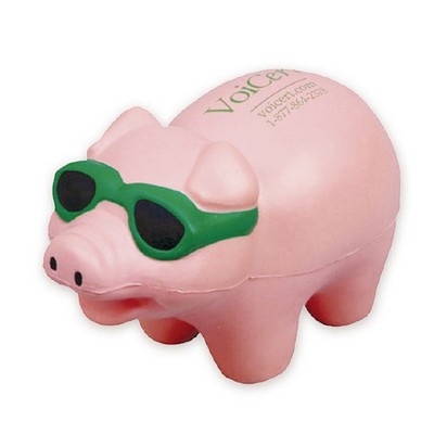 Custom Pig Shaped Stress Ball with Glasses