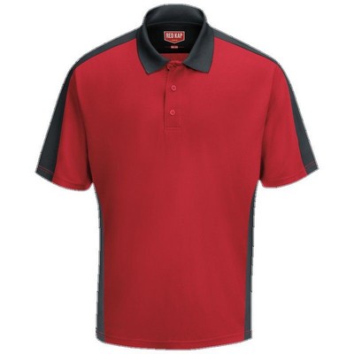 Red Kap™ Men's Performance Knit® Two-Tone Polo - Red/Charcoal Gray