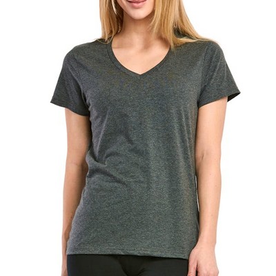 Women's Classic Fit V Neck T-Shirts - Medium, Heather Charcoal (Case o