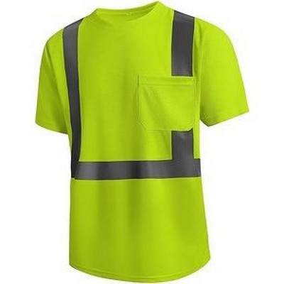 Quick Dry Reflective Short Sleeve T-Shirt with Pocket for Construction Work