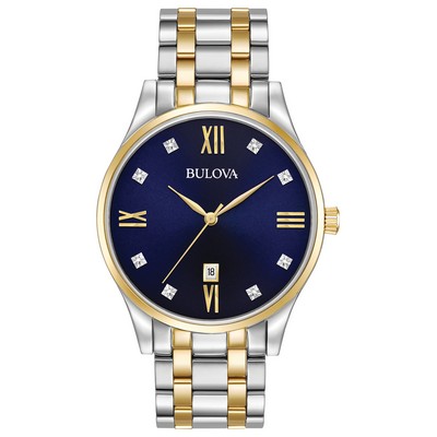 Bulova® Men's Diamond Collection Watch w/Blue Dial