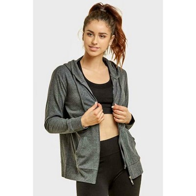 Women's Plus Size Jersey Zip-Up Hoodie Jackets - 3X, Gray (Case of 24)