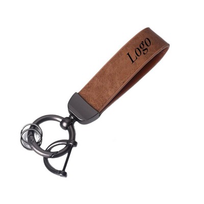 Leather Key Chain Holder With Anti-Lost D-Ring