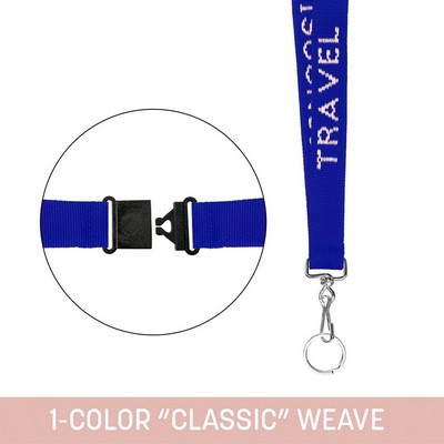 1" Woven Lanyard w/ Back Breakaway, Swivel Snap & Split Ring - "Classic" Weave