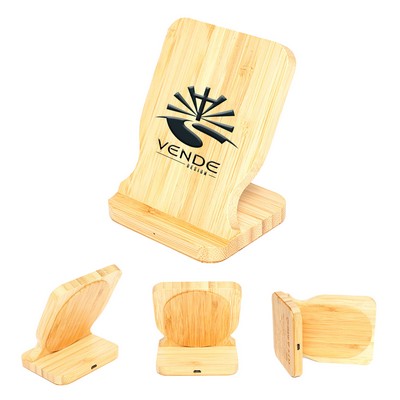 Bamboo Mobile Phone Stand Wireless Charger 10W