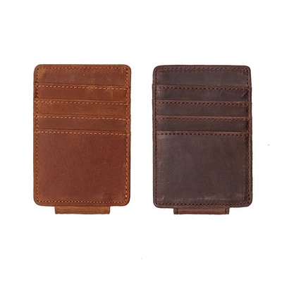 The Walden Handmade Leather Front Pocket Wallet w/Money Clip (2.75"x3.9"x0.2")