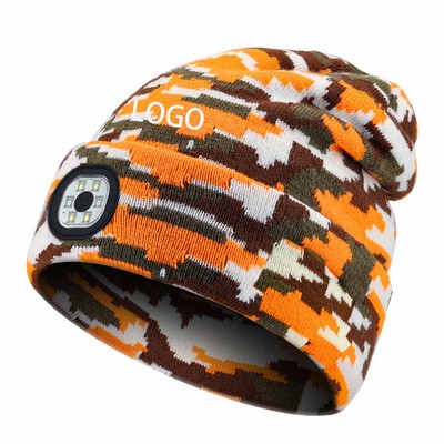 Rechargeable LED Light-Up Knit Hat with Detachable Luminosity for Nighttime Warmth