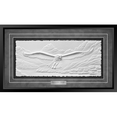 Valley of the Eagle (Black/Grey) - Cast Paper Sculptured Art - Shadowbox Award 17.5"x30"