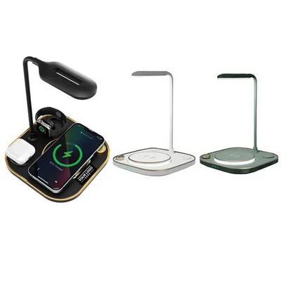 Wireless Charging Stand with Adjustable LED Desk Lamp and Dimmer