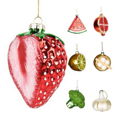 Glass Christmas tree vegetables and fruits hanging ornaments