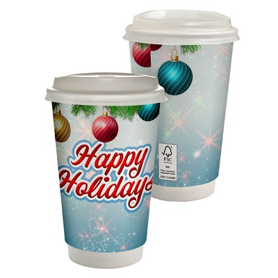 16 oz. Holiday Full Color Paper Cup with Lid