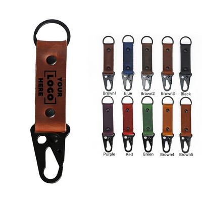 Leather Keychain Metal Carabiner