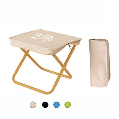 Portable Folding Stool With Zipper Storage