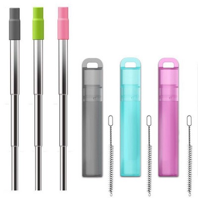 Reusable Stainless Steel Telescopic Straw with Brush