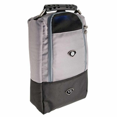 Grey Shoe Bag With Blue Interior