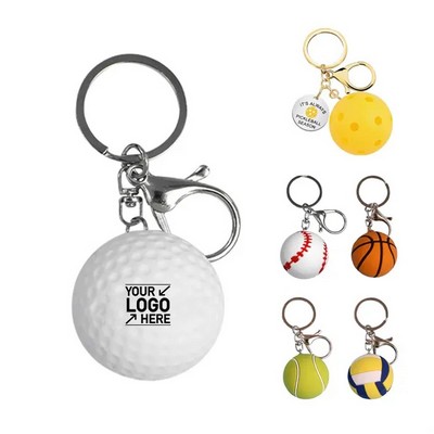 Sports Ball Shape Stress Reliever Keychain