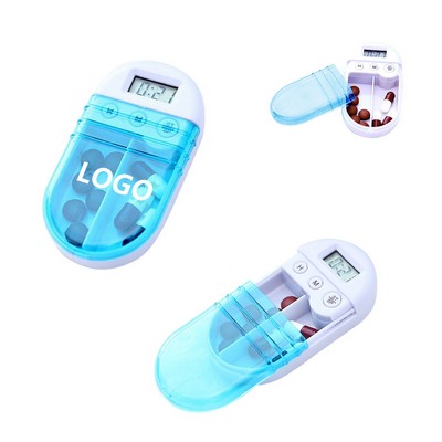 Medication Pill Case with Alarm Reminder and 2 Secure Compartments