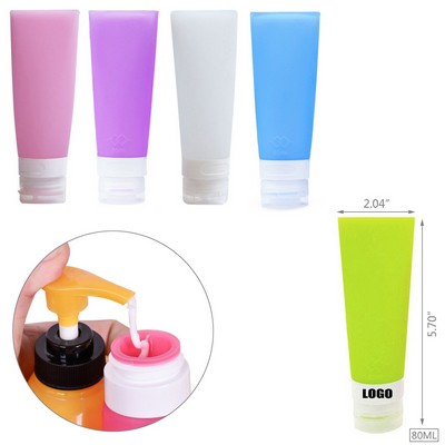 80ml BPA-Free Silicone Tube Travel Bottle With Leak-Proof Flip-Up Lid