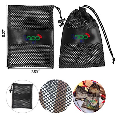 Durable Lightweight Black Mesh Drawstring Bag