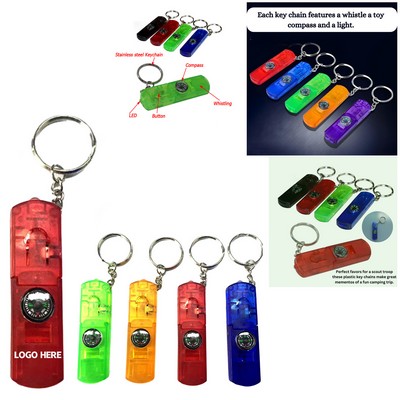 LED Compass Whistle Keychain