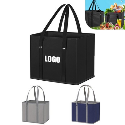 Heavy Duty Non-Woven Grocery Collapsible Cooler Tote Basket w/Reinforced Handle 13"x11"x10"