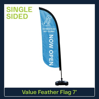 Value 7' Feather Flag - Single Sided Graphic Water Base