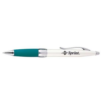 Silver Ballpoint Pen w/Teal Green Grip