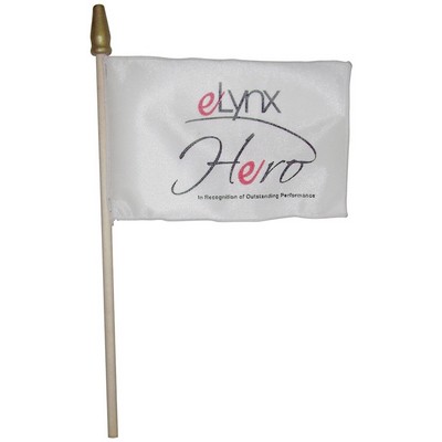 Custom Hand Held Flag w/3 Color Print (18" x 12")