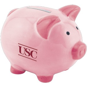 3-3/4"x3"x3" Pink Ceramic Piggy Bank