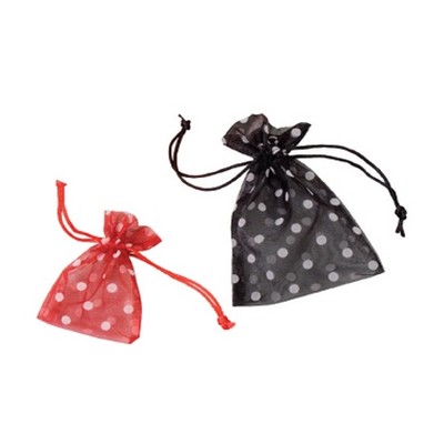 Pink/White Polka Dot Organza Bag (3"x4")