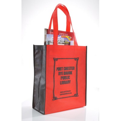 Non Woven 2 Tone Tote/ Book Bag with Black Trim - Blank (11"x14"x5")