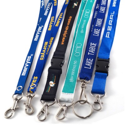 1" Polyester Woven Lanyard w/ Metal Hardware/ Heat Transfer Imprint