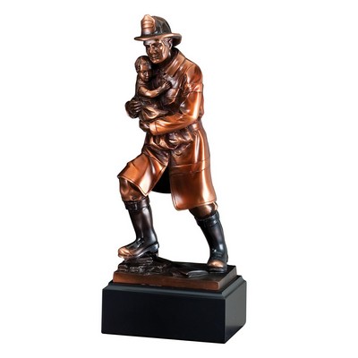 Fireman with Child - 11-1/2" Tall