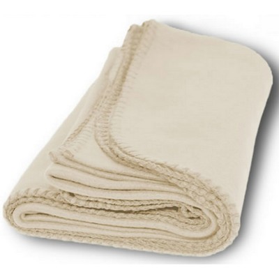 Fleece Blanket 50" X 60"- (Imprinted) - Cream Ivory