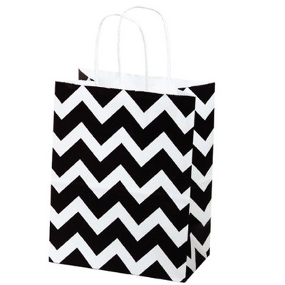 Black Chevron 100% Recycled White Kraft Chimp Shopping Bag